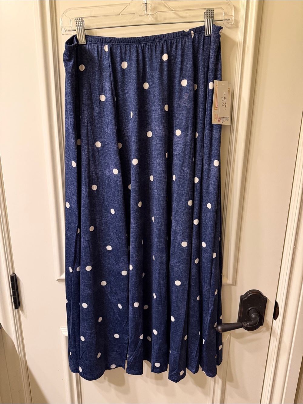 Women's LuLaRoe Jennifer Navy Polka Dot Skirt